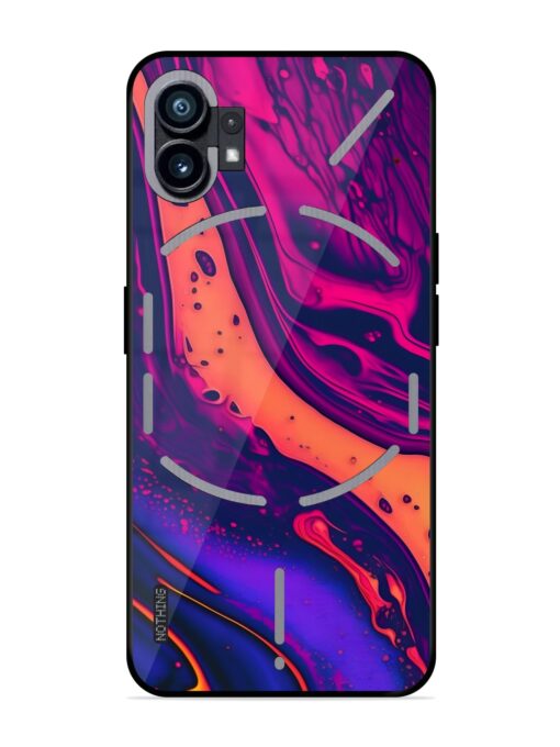 Fluid Blue Pink Art Glossy Metal Phone Cover for Nothing Phone 1 Zapvi