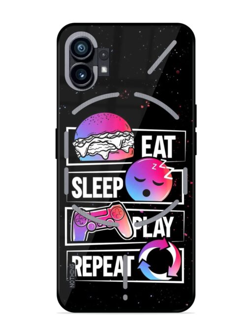 Eat Sleep Play Repeat Glossy Metal Phone Cover for Nothing Phone 1 Zapvi