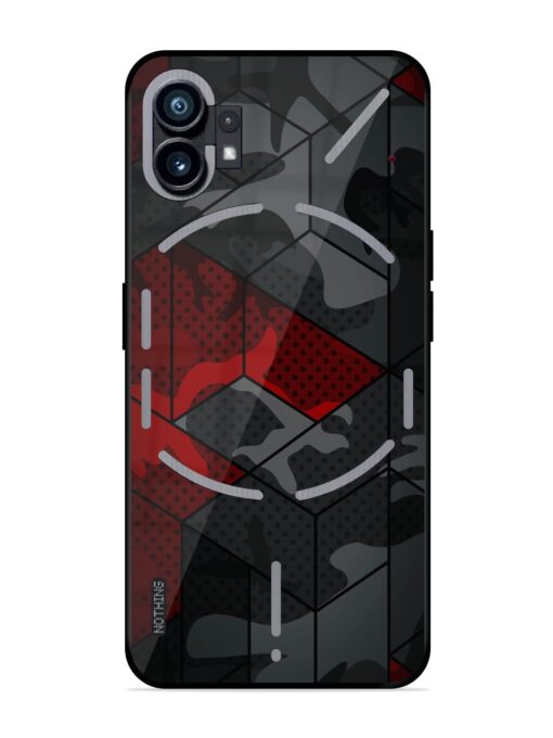 Red And Grey Pattern Glossy Metal Phone Cover for Nothing Phone 1 Zapvi