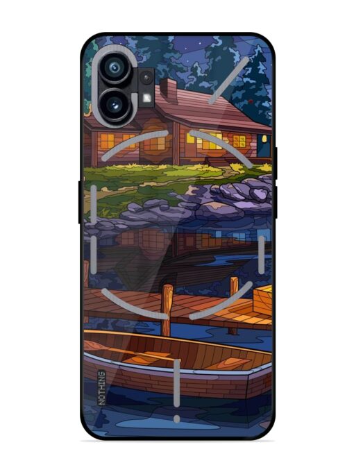 Village Night Scene Glossy Metal Phone Cover for Nothing Phone 1