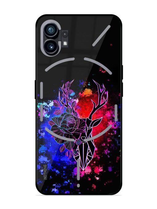 Floral Deer Art Glossy Metal Phone Cover for Nothing Phone 1 Zapvi