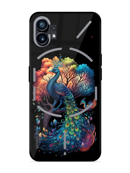 Peacock Tree Art Glossy Metal Phone Cover for Nothing Phone 1 Zapvi