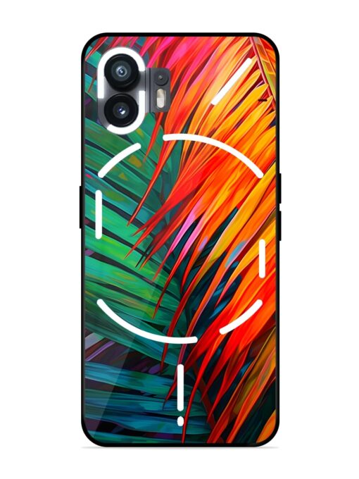 Painted Tropical Leaves Glossy Metal Phone Cover for Nothing Phone 2 Zapvi