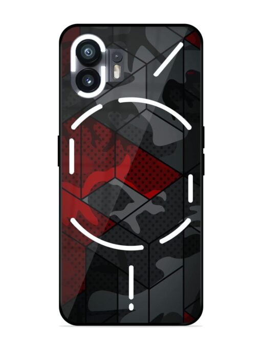 Red And Grey Pattern Glossy Metal Phone Cover for Nothing Phone 2