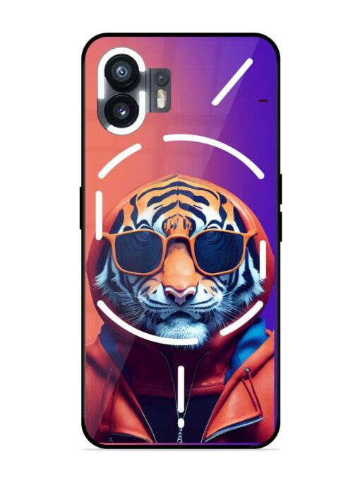 Tiger Animation Glossy Metal Phone Cover for Nothing Phone 2 Zapvi