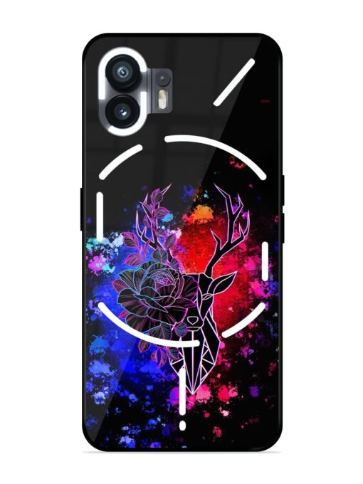 Floral Deer Art Glossy Metal Phone Cover for Nothing Phone 2