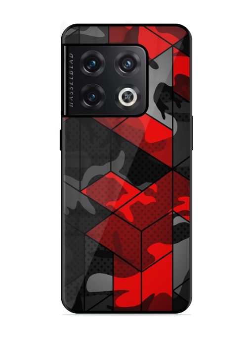 Royal Red Camouflage Pattern Glossy Metal Phone Cover for Oneplus 10 Pro (5G) Zapvi