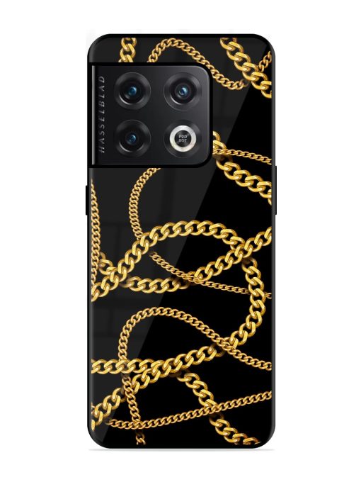 Decorative Golde Chain Glossy Metal Phone Cover for Oneplus 10 Pro (5G) Zapvi