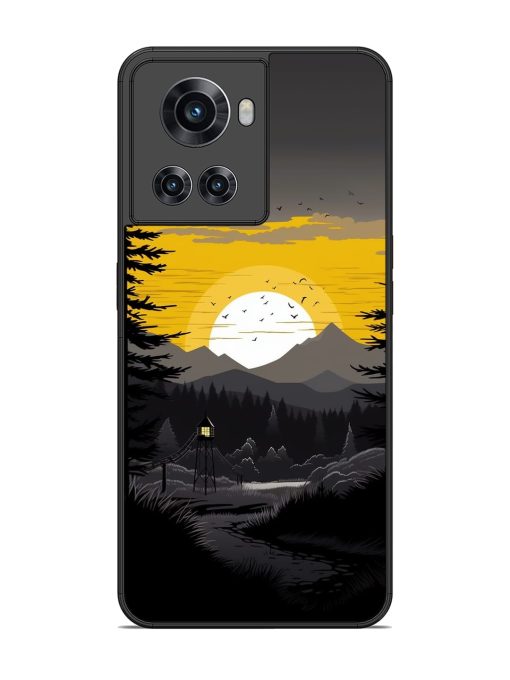 Sunset Vector Glossy Metal Phone Cover for Oneplus 10R (5G) Zapvi