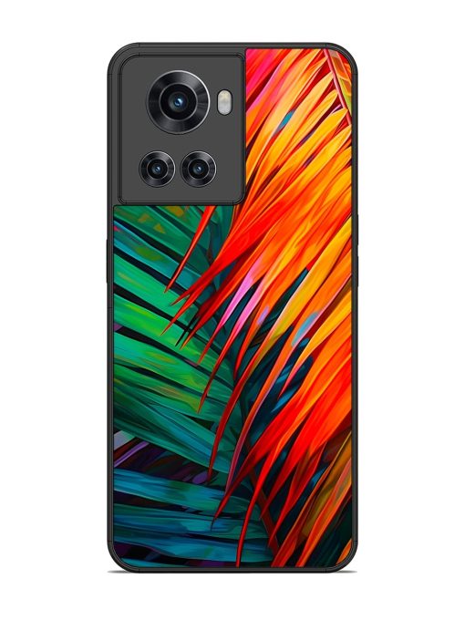 Painted Tropical Leaves Glossy Metal Phone Cover for Oneplus 10R (5G) Zapvi