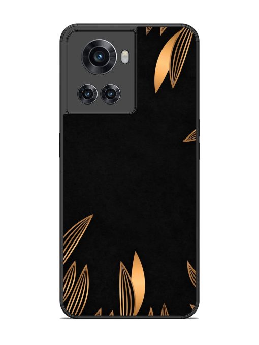 Golden Leaf Pattern Glossy Metal Phone Cover for Oneplus 10R (5G) Zapvi