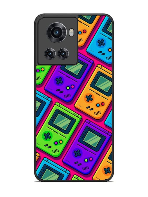 Game Seamless Pattern Glossy Metal Phone Cover for Oneplus 10R (5G) Zapvi