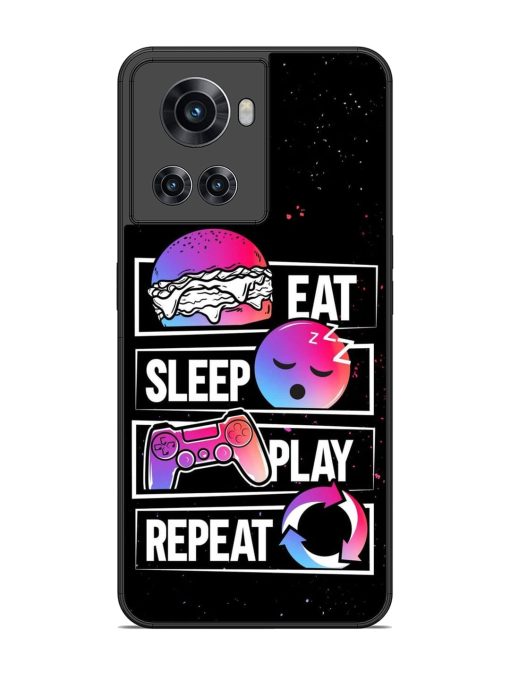 Eat Sleep Play Repeat Glossy Metal Phone Cover for Oneplus 10R (5G) Zapvi