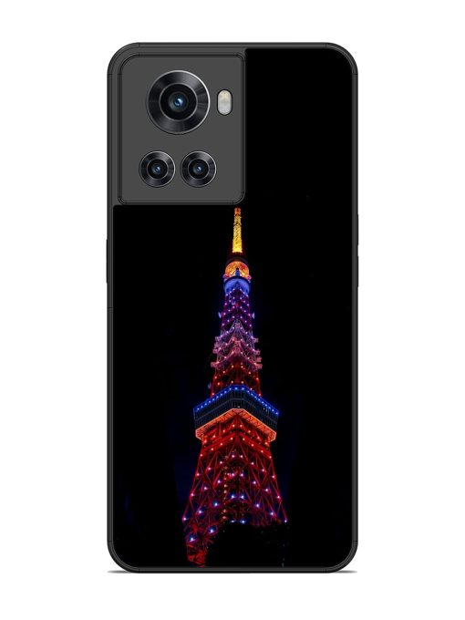 Eiffel Tower Night View Glossy Metal Phone Cover for Oneplus 10R (5G) Zapvi