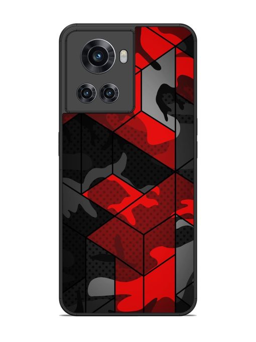 Royal Red Camouflage Pattern Glossy Metal Phone Cover for Oneplus 10R (5G) Zapvi