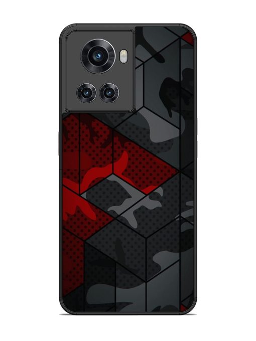 Red And Grey Pattern Glossy Metal Phone Cover for Oneplus 10R (5G) Zapvi