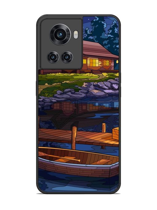 Village Night Scene Glossy Metal Phone Cover for Oneplus 10R (5G) Zapvi