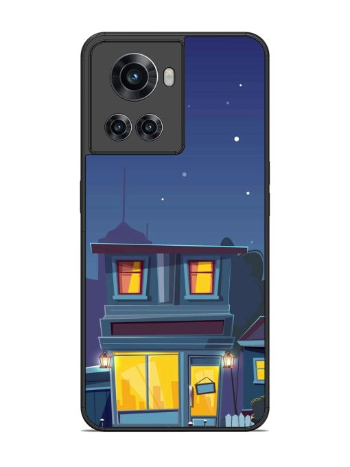 Vector Night House Glossy Metal Phone Cover for Oneplus 10R (5G) Zapvi