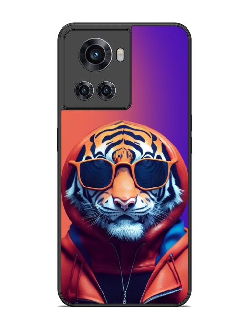 Tiger Animation Glossy Metal Phone Cover for Oneplus 10R (5G) Zapvi