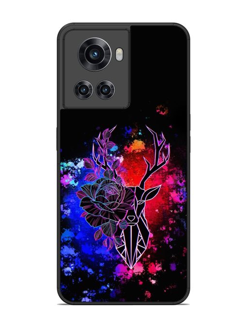 Floral Deer Art Glossy Metal Phone Cover for Oneplus 10R (5G) Zapvi