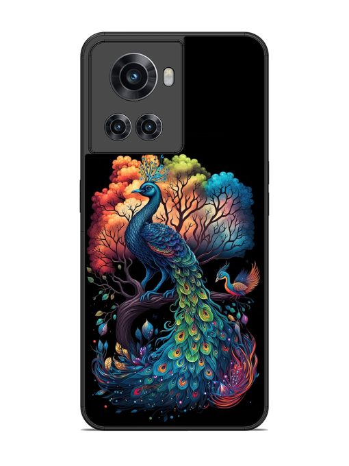 Peacock Tree Art Glossy Metal Phone Cover for Oneplus 10R (5G) Zapvi