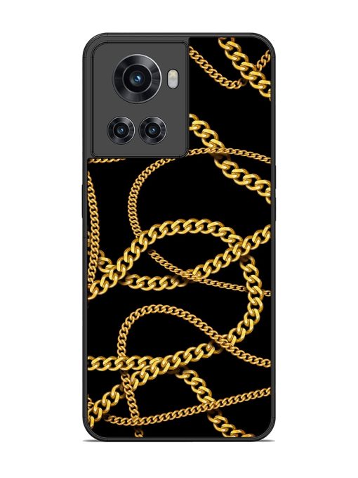 Decorative Golde Chain Glossy Metal Phone Cover for Oneplus 10R (5G) Zapvi