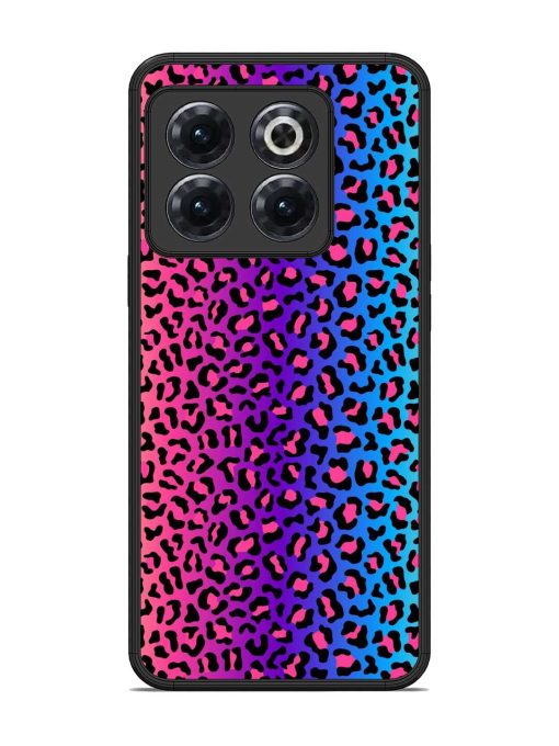 Colorful Leopard Seamless Glossy Metal Phone Cover for Oneplus 10T (5G) Zapvi