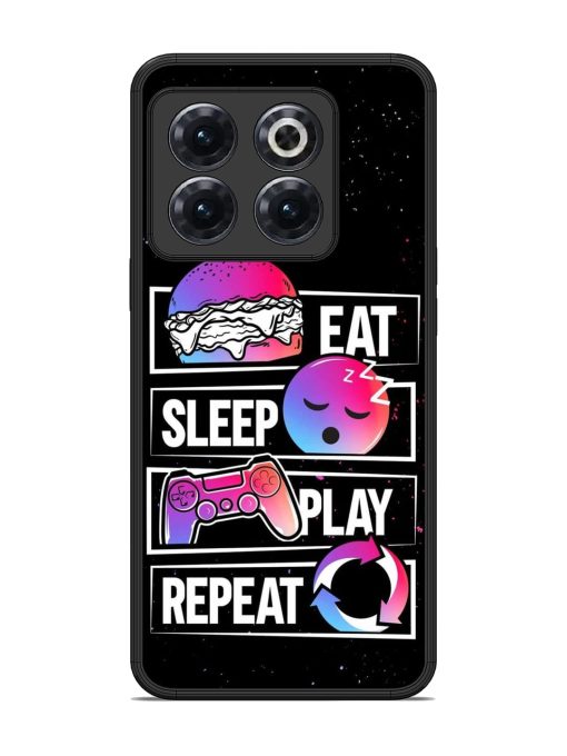 Eat Sleep Play Repeat Glossy Metal Phone Cover for Oneplus 10T (5G) Zapvi