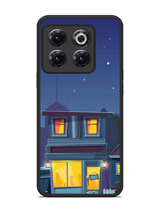 Vector Night House Glossy Metal Phone Cover for Oneplus 10T (5G) Zapvi