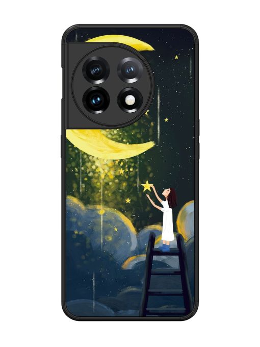 Moonlight Healing Night Illustration Glossy Metal TPU Phone Cover for Oneplus 11 (5G)