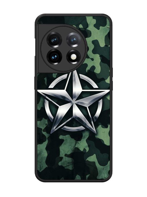 Indian Army Star Design Glossy Metal Phone Cover for Oneplus 11 (5G)