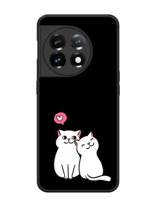 Cat Love Glossy Metal Phone Cover for Oneplus 11 (5G)