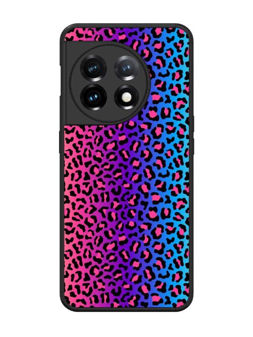 Colorful Leopard Seamless Glossy Metal Phone Cover for Oneplus 11 (5G)