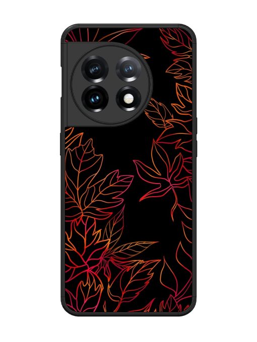 Red Floral Pattern Glossy Metal Phone Cover for Oneplus 11 (5G)