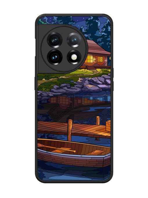 Village Night Scene Glossy Metal Phone Cover for Oneplus 11 (5G)