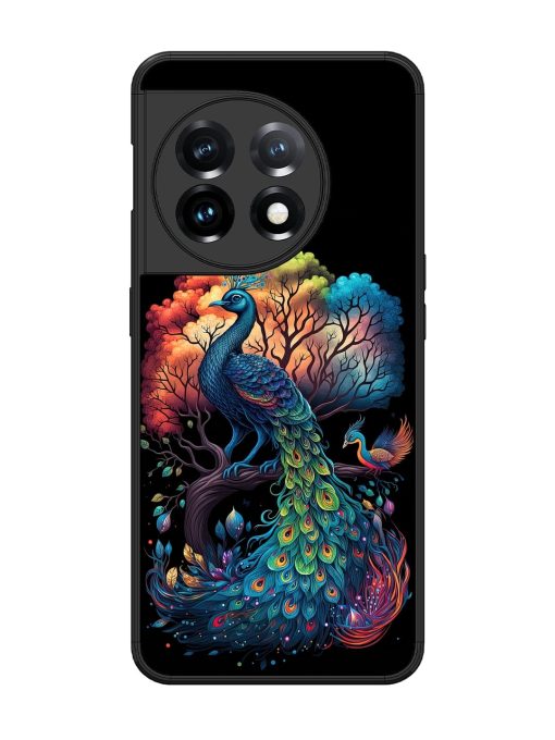 Peacock Tree Art Glossy Metal Phone Cover for Oneplus 11 (5G)