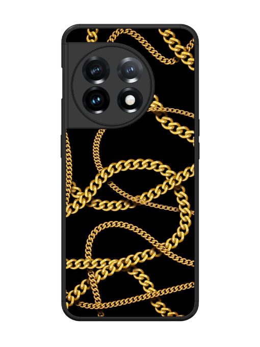 Decorative Golde Chain Glossy Metal Phone Cover for Oneplus 11 (5G)