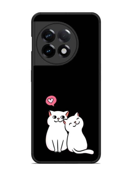 Cat Love Glossy Metal Phone Cover for Oneplus 11R (5G) Zapvi