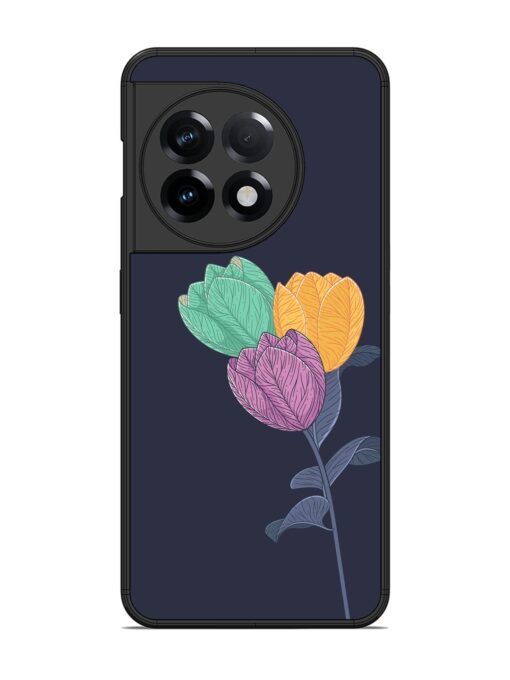 Flower Vector Glossy Metal Phone Cover for Oneplus 11R (5G) Zapvi