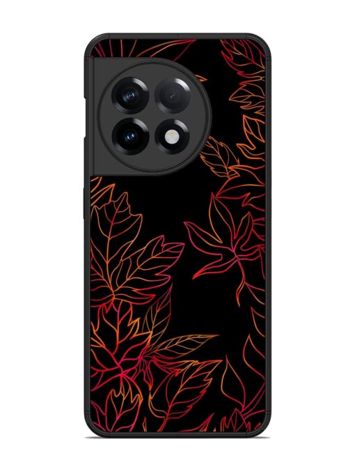 Red Floral Pattern Glossy Metal Phone Cover for Oneplus 11R (5G) Zapvi