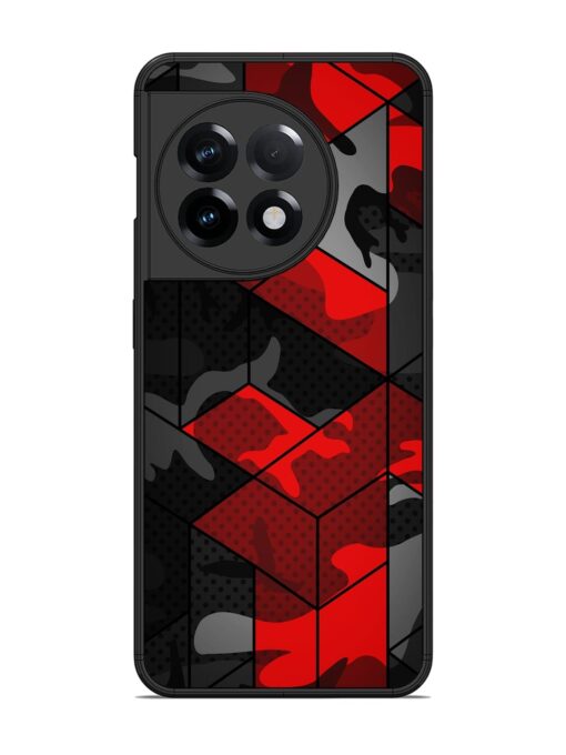 Royal Red Camouflage Pattern Glossy Metal Phone Cover for Oneplus 11R (5G) Zapvi