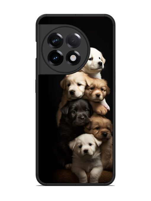 Cute Baby Dogs Glossy Metal Phone Cover for Oneplus 11R (5G) Zapvi