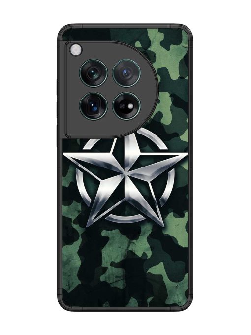 Indian Army Star Design Glossy Metal Phone Cover for Oneplus 12 (5G)