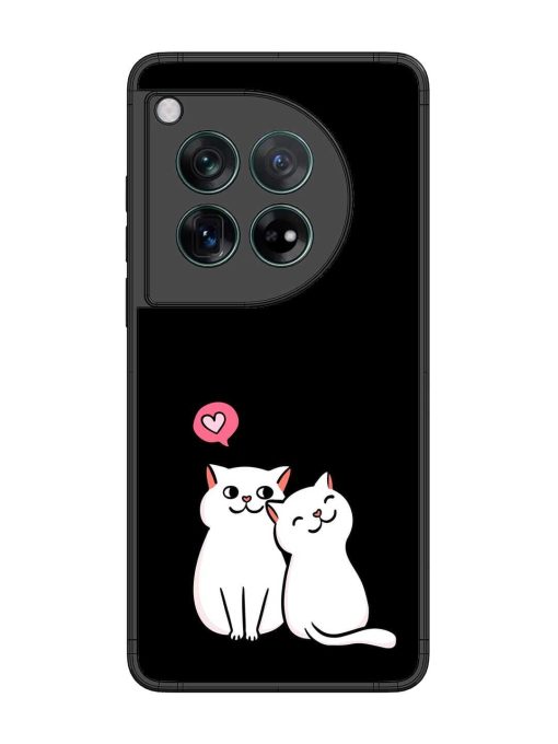 Cat Love Glossy Metal Phone Cover for Oneplus 12 (5G)