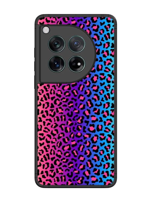 Colorful Leopard Seamless Glossy Metal Phone Cover for Oneplus 12 (5G)