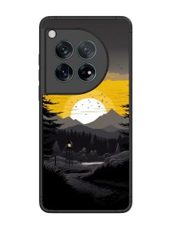Sunset Vector Glossy Metal Phone Cover for Oneplus 12 (5G)