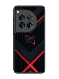 Red Gray Abstract Glossy Metal Phone Cover for Oneplus 12 (5G)