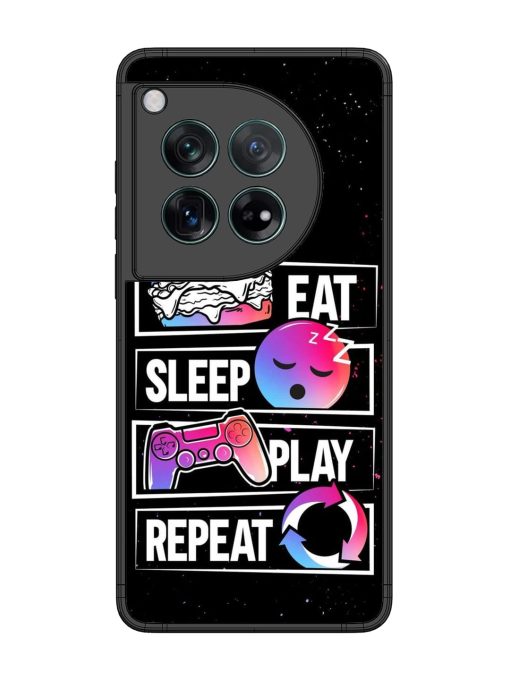 Eat Sleep Play Repeat Glossy Metal Phone Cover for Oneplus 12 (5G) Zapvi