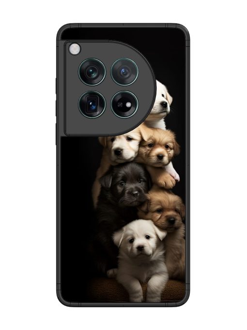 Cute Baby Dogs Glossy Metal Phone Cover for Oneplus 12 (5G)