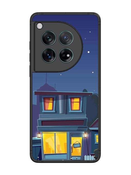 Vector Night House Glossy Metal Phone Cover for Oneplus 12 (5G)